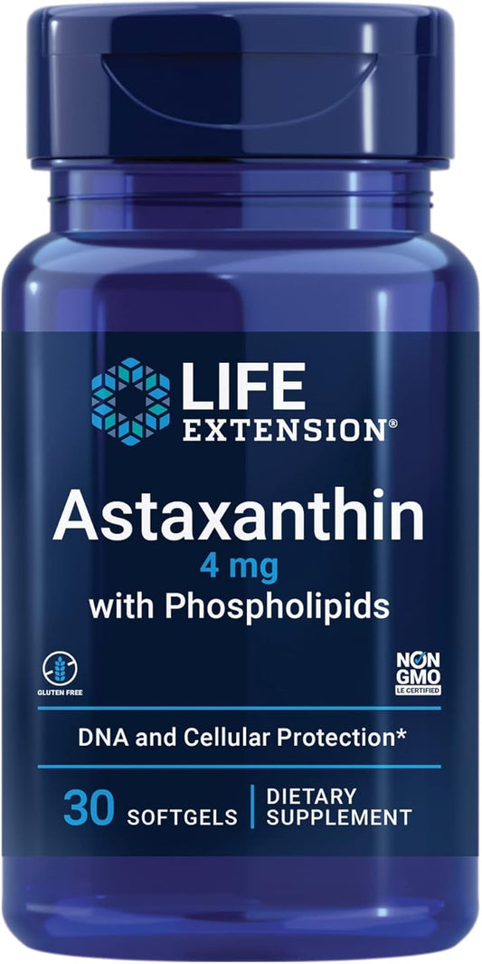 Astaxanthin with Phospholipids 4mg Softgels - Eye & Heart Health Support - Metabolic & Cardiovascular Health - Inflammatory & Immune Response - Gluten Free, Non-GMO - 30 Count
