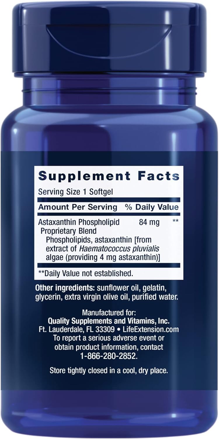 Astaxanthin with Phospholipids 4mg Softgels - Eye & Heart Health Support - Metabolic & Cardiovascular Health - Inflammatory & Immune Response - Gluten Free, Non-GMO - 30 Count