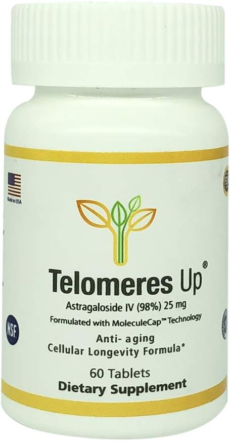 Astragaloside IV Tablets with 98% Telomeres Up, Triple Absorption for Anti-Aging and Immune Support - US Made (GMP)