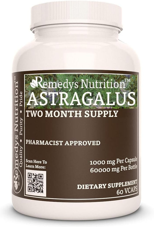 Astragalus Mega Strength 1,000 mg Capsules - Vegan with 60,000 mg per Bottle
