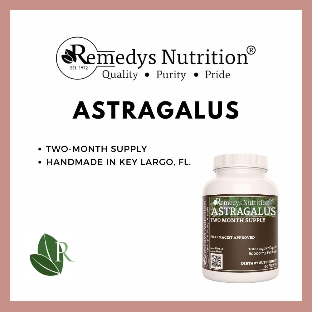 Astragalus Mega Strength 1,000 mg Capsules - Vegan with 60,000 mg per Bottle