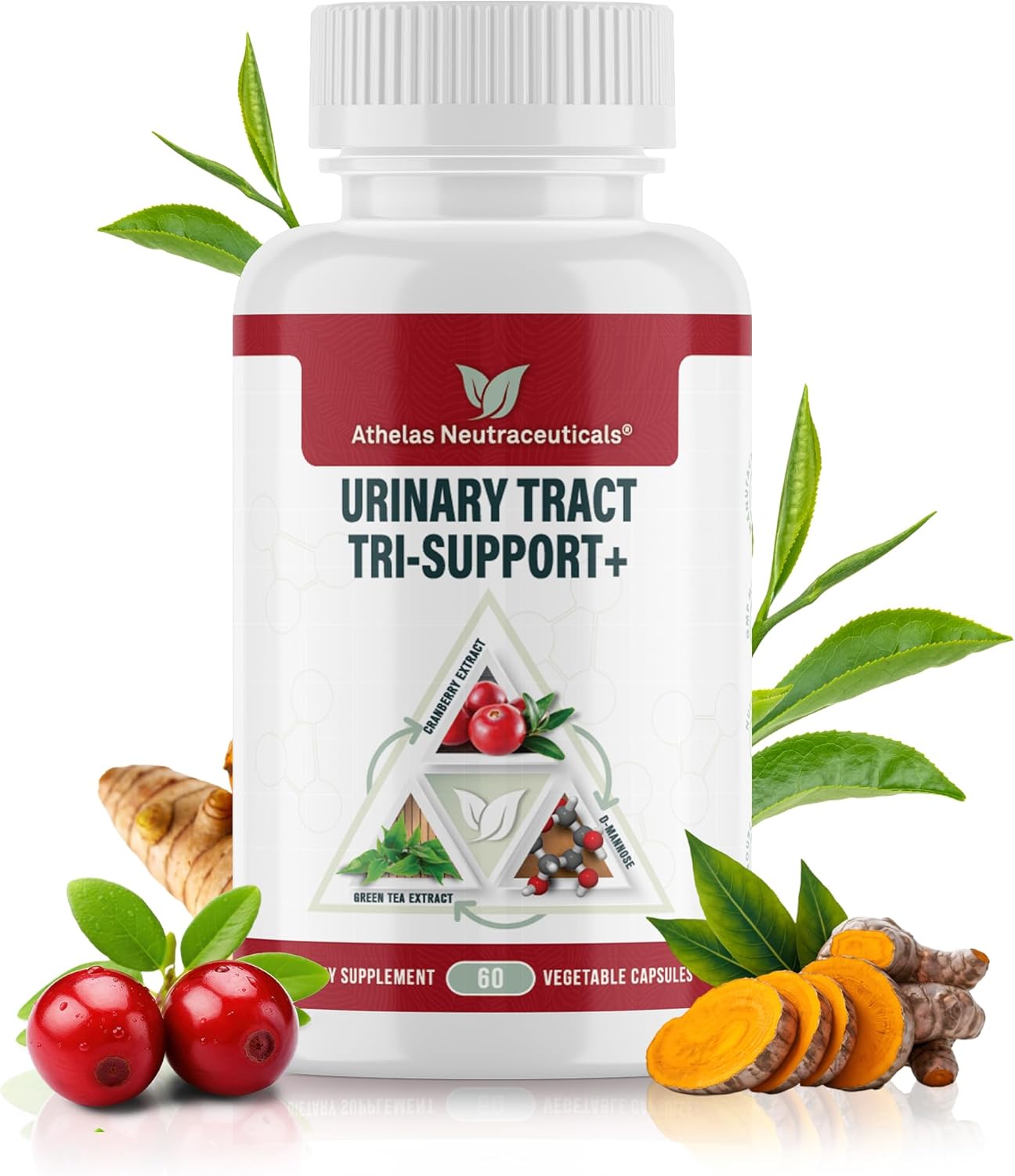 Athelas Neutraceuticals Fast UT Relief - Full Spectrum Urinary Tract Support Supplement with D-Mannose, Cranberry, Green Tea, Turmeric & Garlic