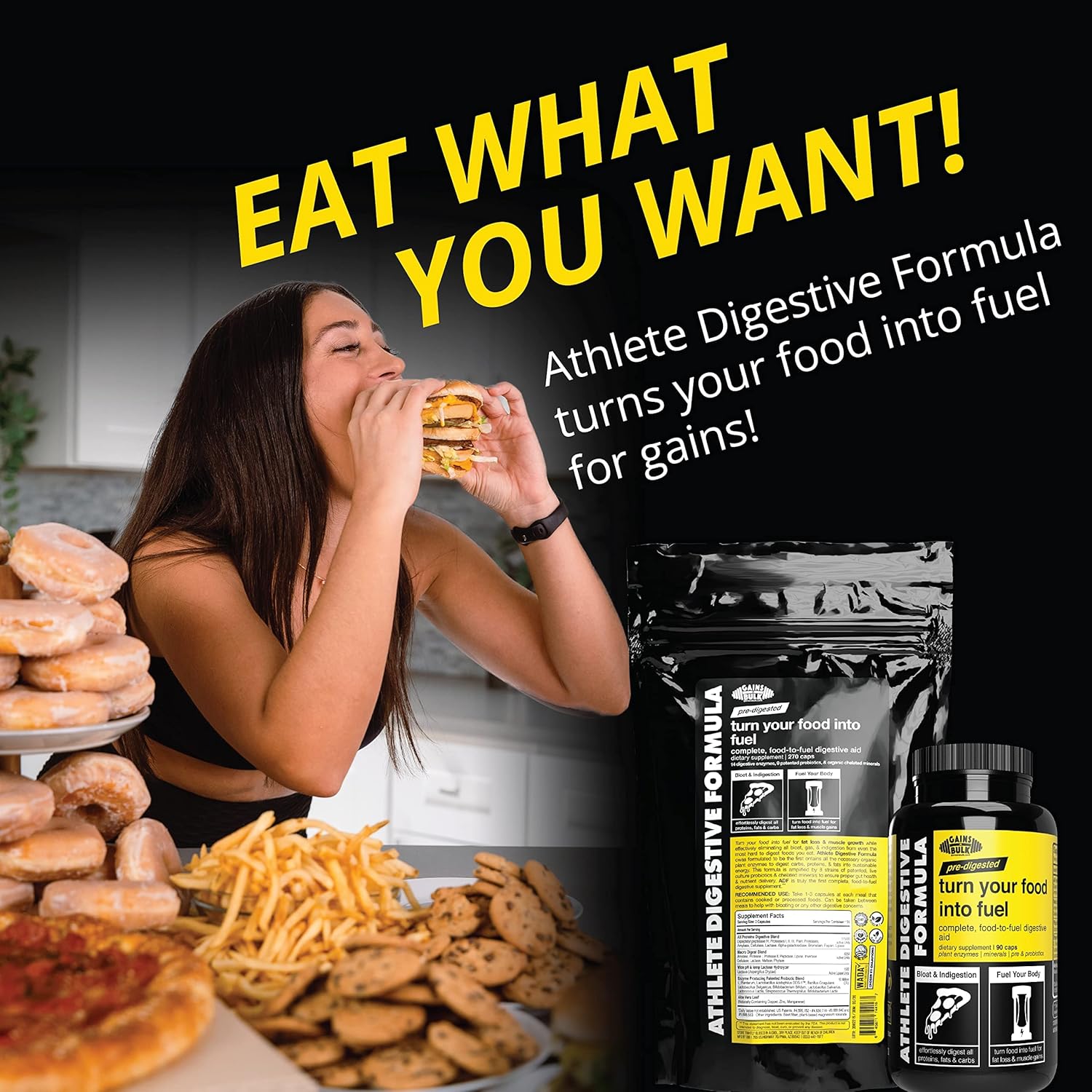 Athlete Digestive Formula with 8 Strains of Probiotics and 16 Plant Enzymes - 90 Count