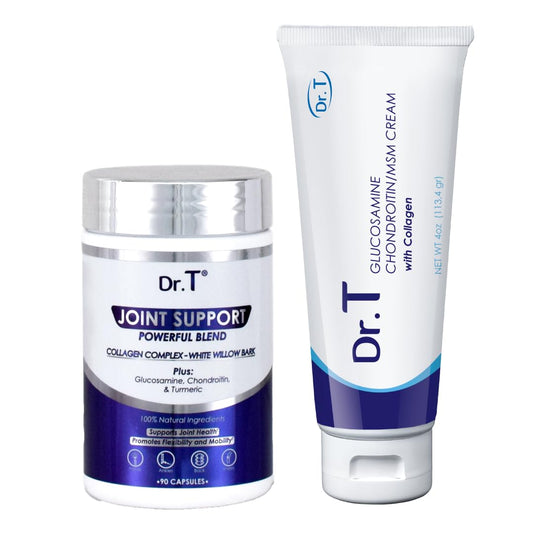 Athlete-Grade Joint Health Bundle: Glucosamine/Chondroitin MSM Cream with Collagen + Support Supplement | Muscle Relief | Non-GMO, Gluten-Free | Made in USA