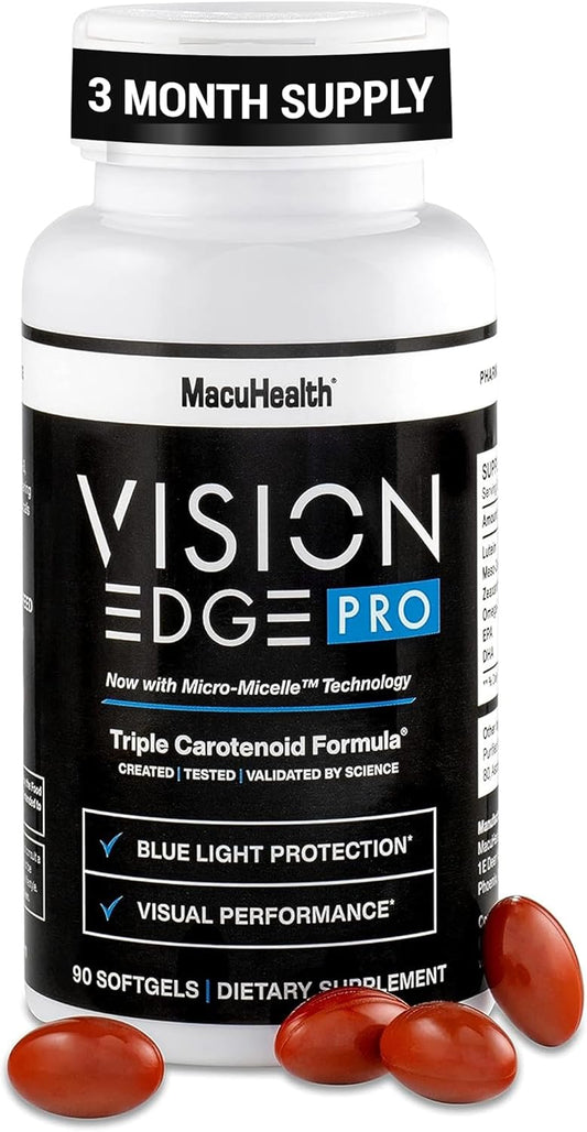 Athlete's Vision Edge Pro Eye Supplement with Lutein, Zeaxanthin, Meso-Zeaxanthin, Omega 3, Carotenoids - 90 Softgels