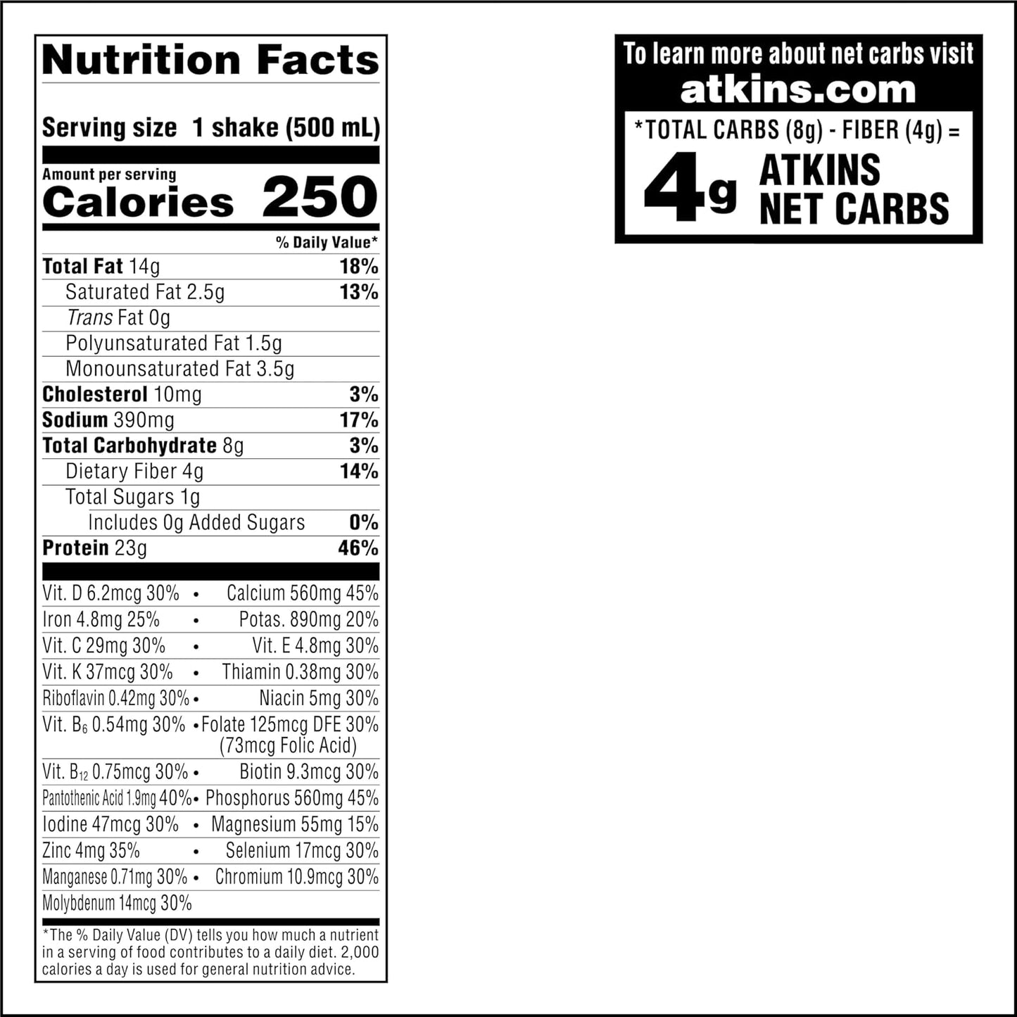 Atkins Creamy Chocolate Protein Shake, 23g Protein, Low Glycemic, 4g Net Carb, Keto Friendly - 12 Pack