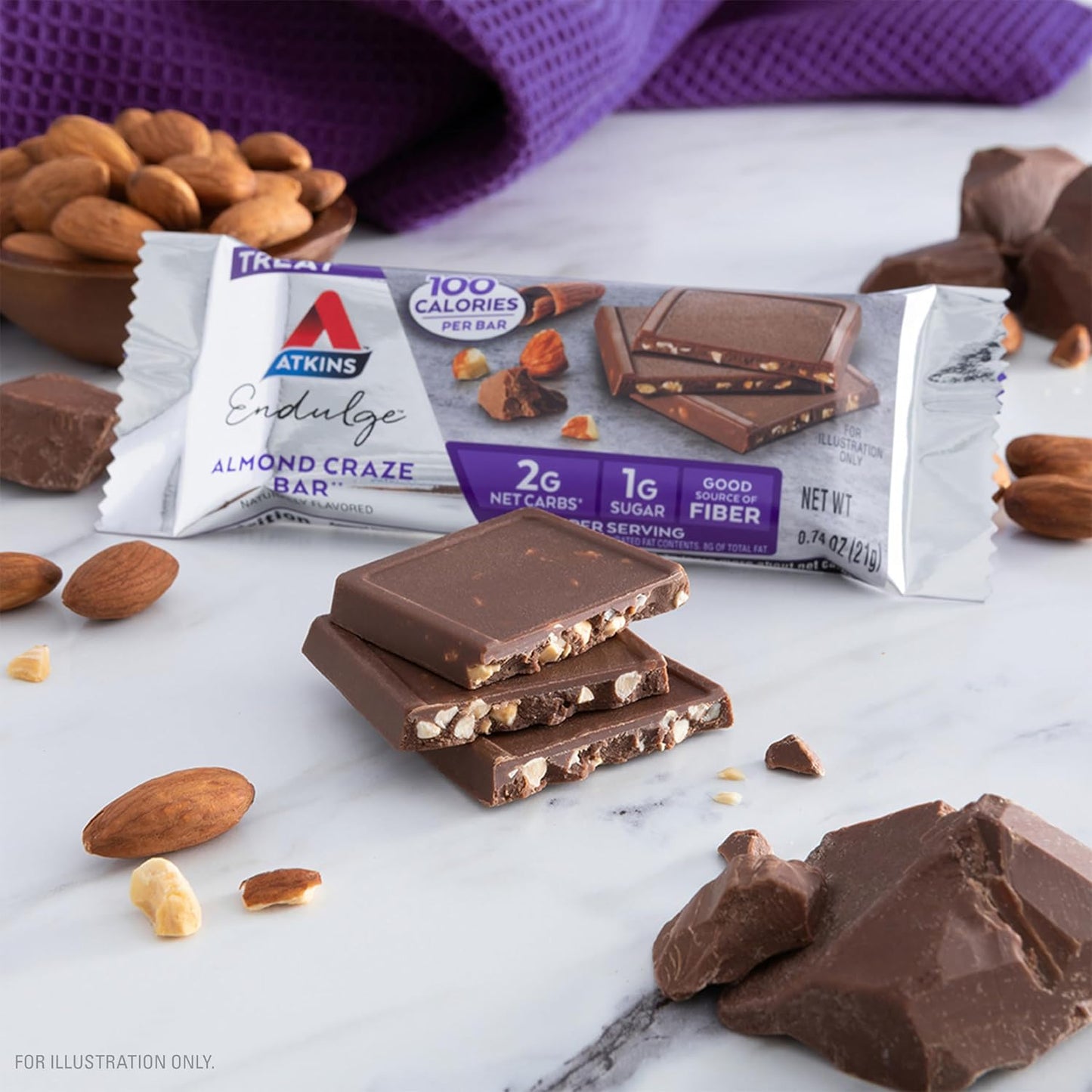 Atkins Endulge Almond Craze Bars - Low Net Carbs, High Fiber, Keto Friendly - 16 Pack