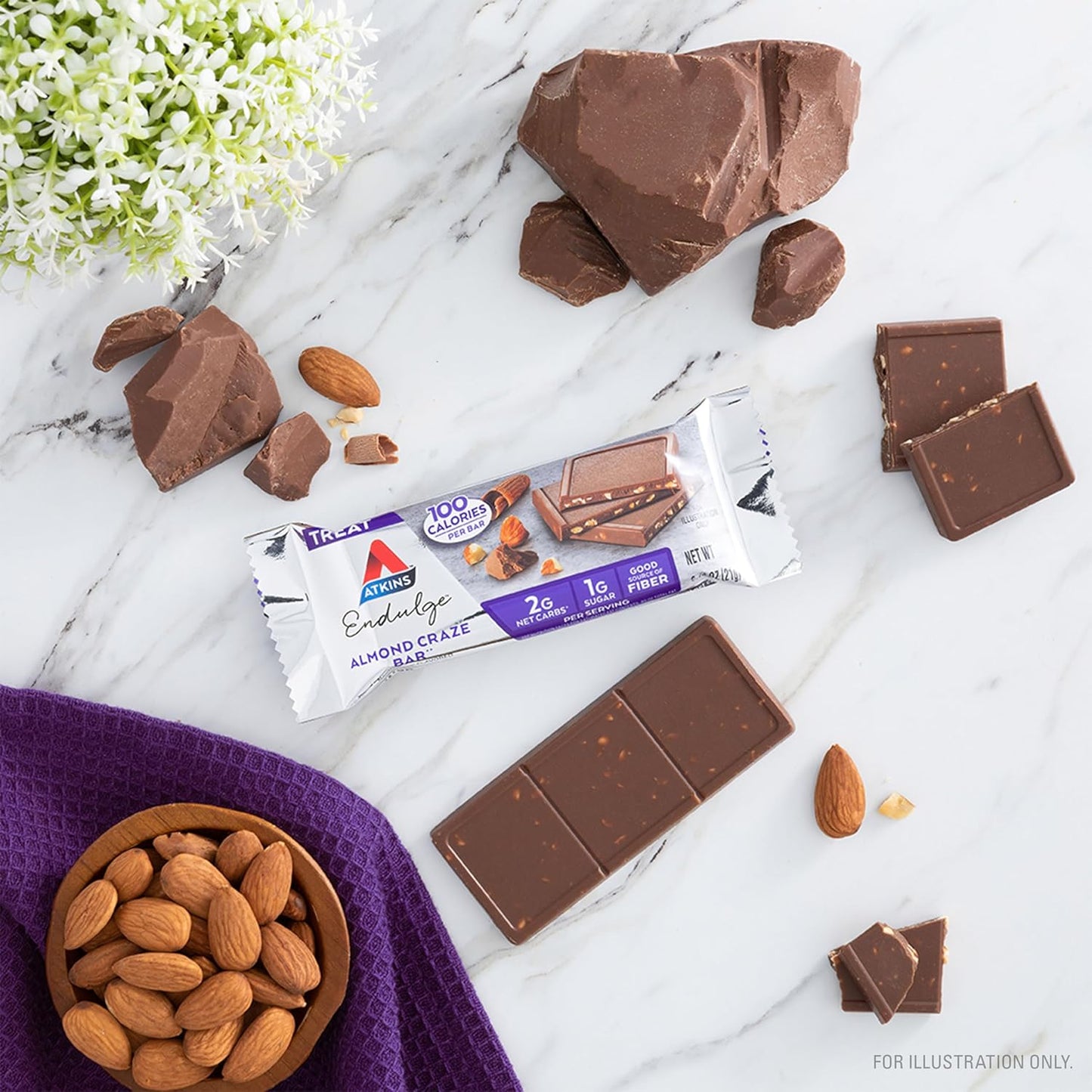 Atkins Endulge Almond Craze Bars - Low Net Carbs, High Fiber, Keto Friendly - 16 Pack