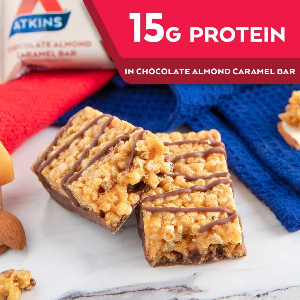 Atkins Endulge Chocolate Caramel Mousse & Chocolate Almond Caramel Bars - 10 Count, Low Sugar, High Fiber, Keto-Friendly
