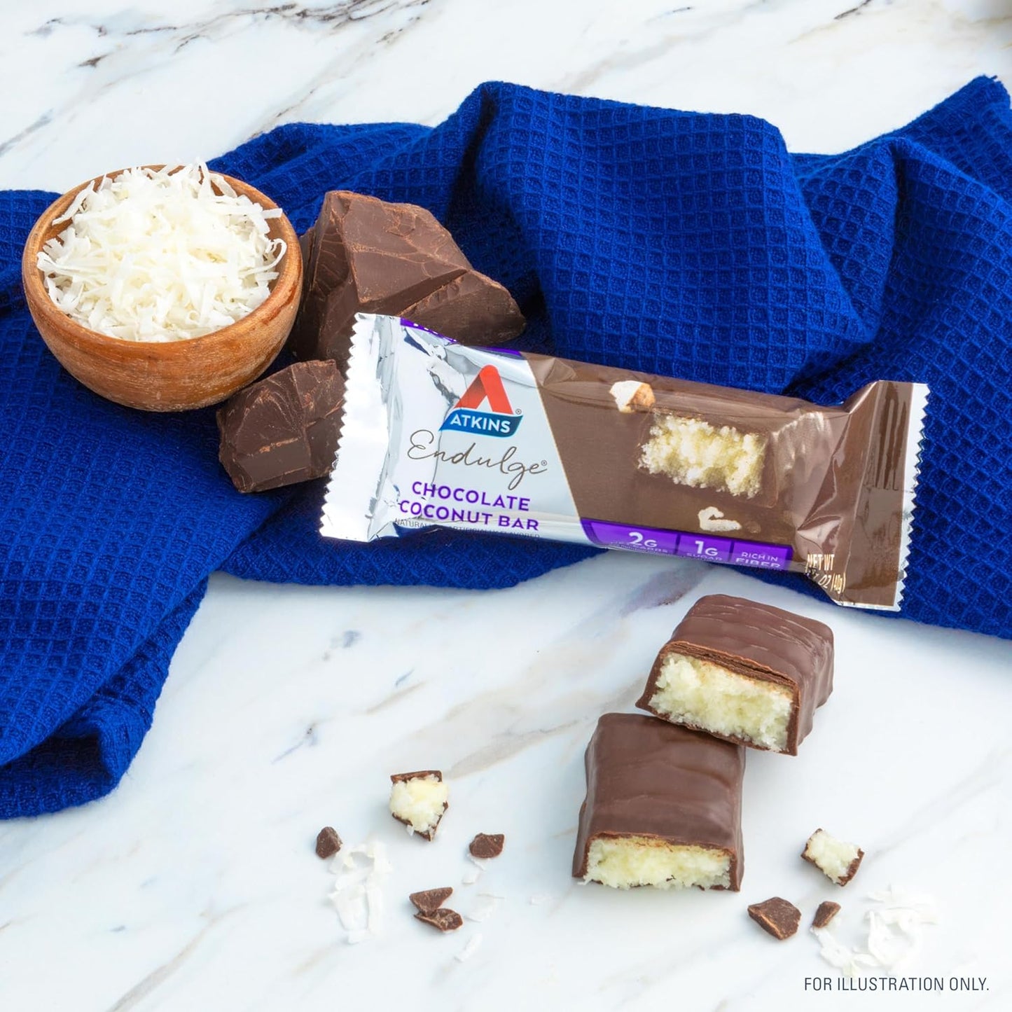 Atkins Endulge Chocolate Coconut Bars - 16 Count, High Fiber, Low Sugar Dessert Snack
