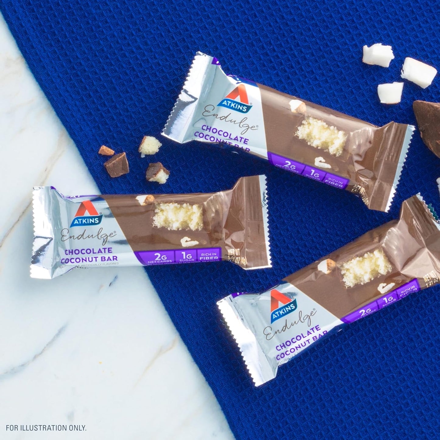 Atkins Endulge Chocolate Coconut Bars - 16 Count, High Fiber, Low Sugar Dessert Snack