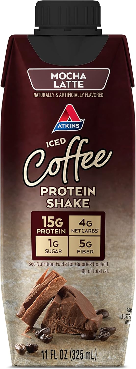 Atkins Mocha Latte Protein Shake 11 Fl Oz 4 Pack - Low Carb, High Protein Drink
