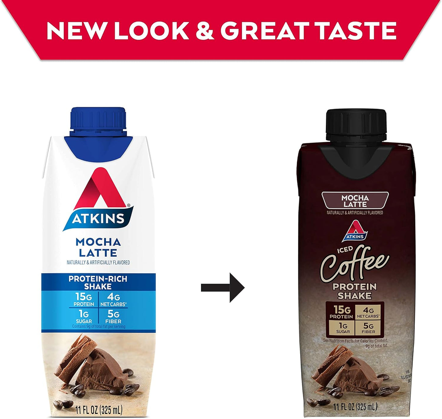 Atkins Mocha Latte Protein Shake 11 Fl Oz 4 Pack - Low Carb, High Protein Drink