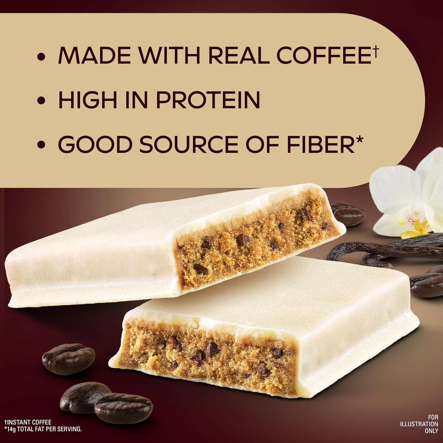 Atkins Vanilla Latte Bar: High Protein, Low Sugar, Low Net Carbs - 12 Count
