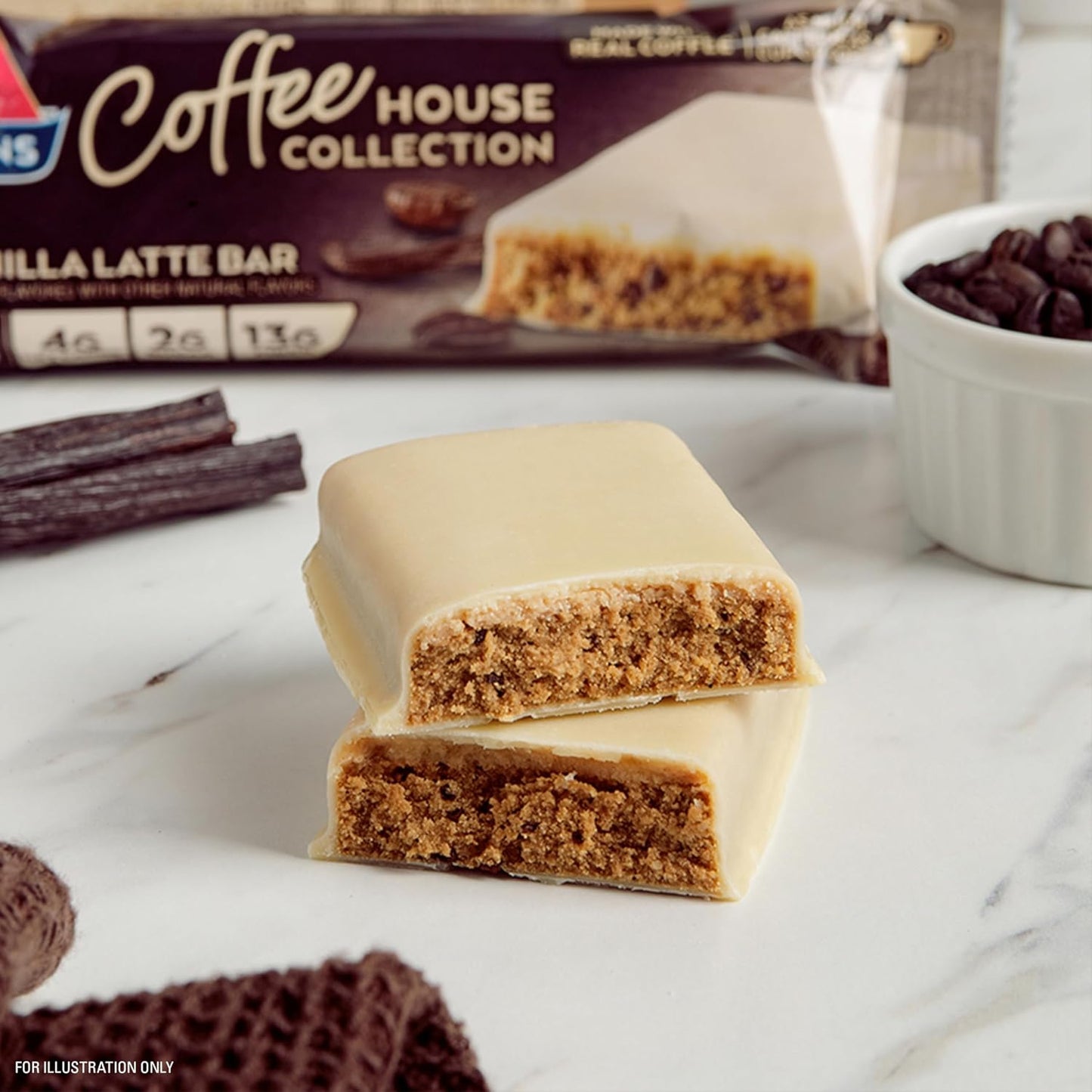 Atkins Vanilla Latte Bar: High Protein, Low Sugar, Low Net Carbs - 12 Count