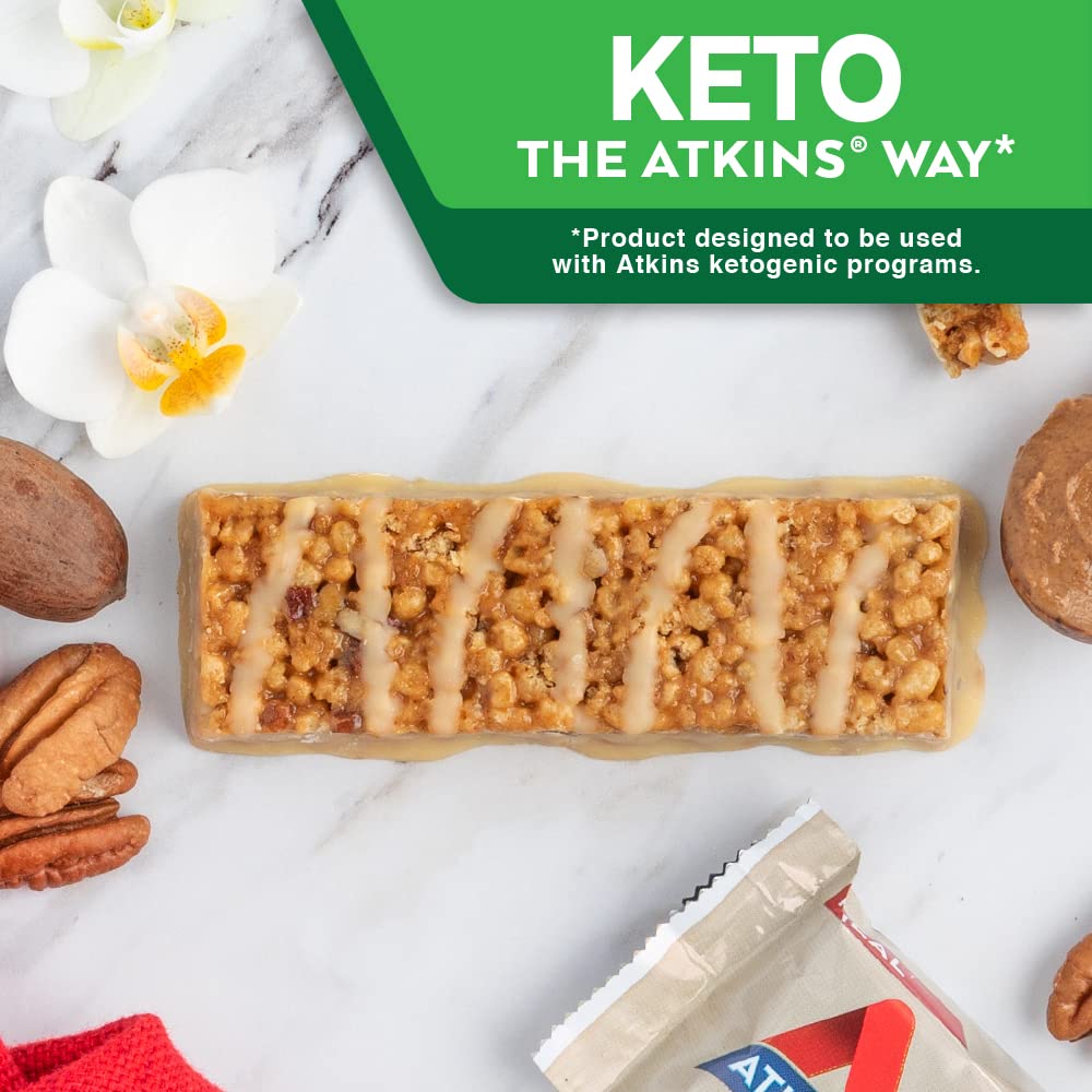 Atkins Vanilla Pecan Crisp Protein Meal Bar - High Fiber, Low Sugar, Keto-Friendly - 5 Count