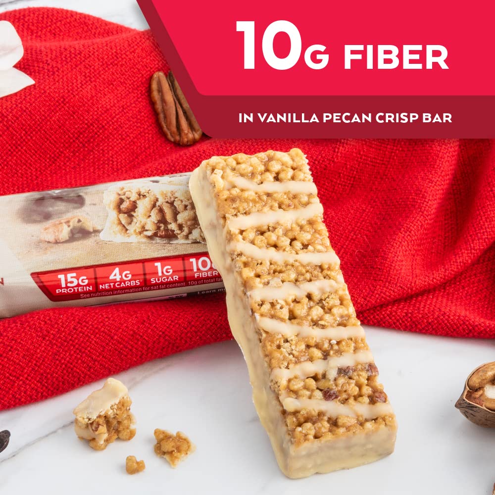 Atkins Vanilla Pecan Crisp Protein Meal Bar - High Fiber, Low Sugar, Keto-Friendly - 5 Count