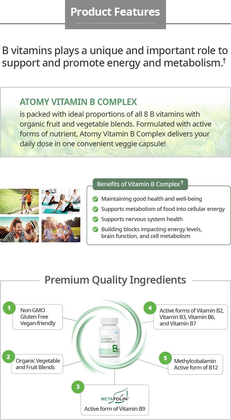 Atomy Vitamin B Complex: Vegan, Gluten Free, Non GMO Formula