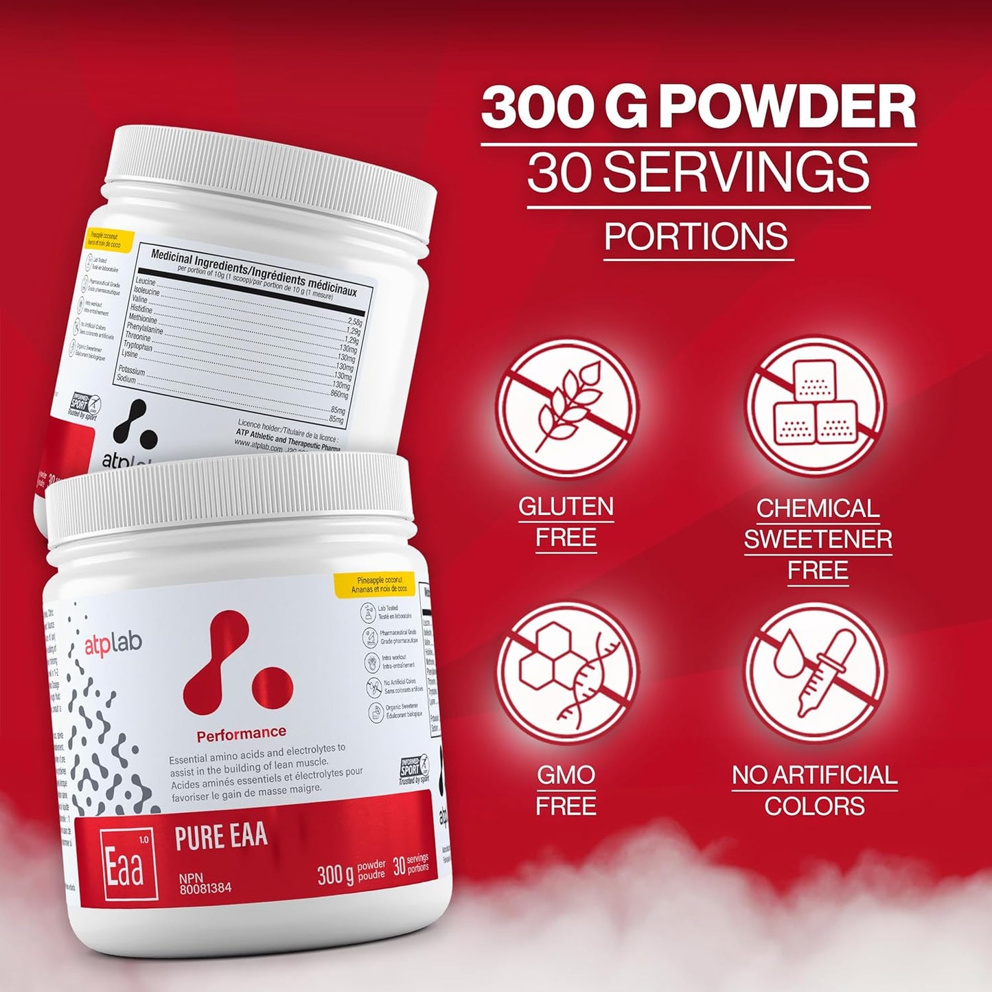ATP LAB EAA Supplement Powder - Pineapple Coconut Flavour - 300g - Essential Amino Acids for Muscle Recovery and Building