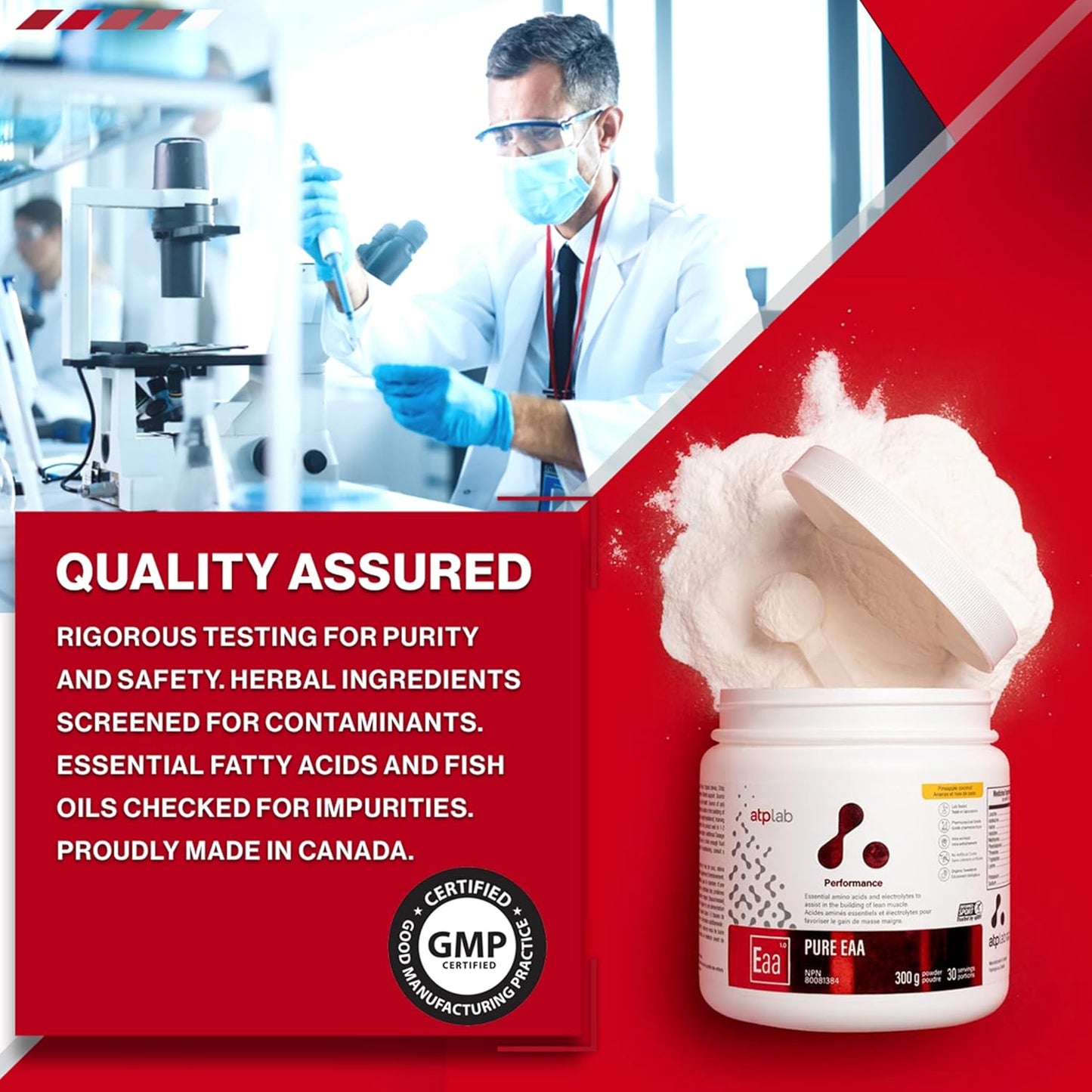 ATP LAB EAA Supplement Powder - Pineapple Coconut Flavour - 300g - Essential Amino Acids for Muscle Recovery and Building