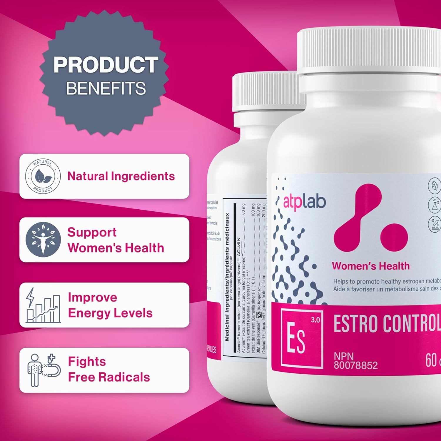 ATP LAB Estro Control Capsules - Supports Healthy Estrogen Metabolism - Natural Formula - 60 Count