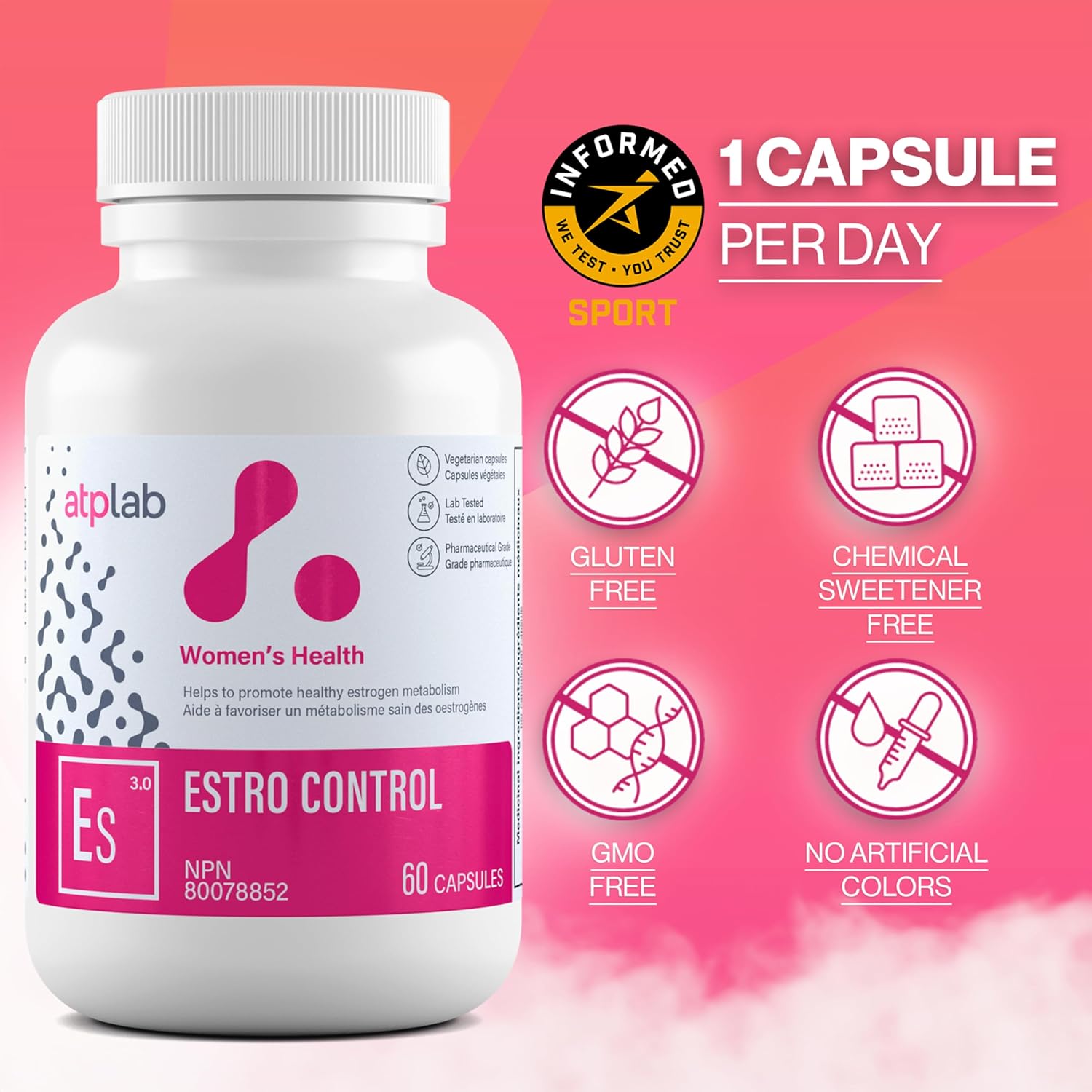 ATP LAB Estro Control Capsules - Supports Healthy Estrogen Metabolism - Natural Formula - 60 Count