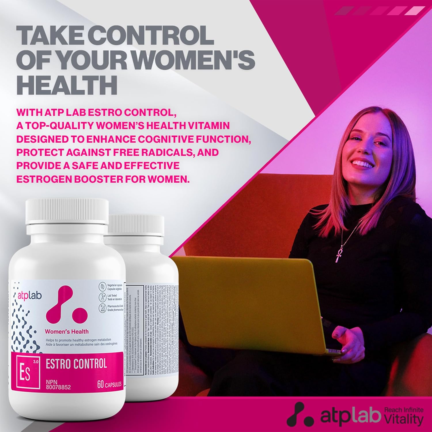 ATP LAB Estro Control Capsules - Supports Healthy Estrogen Metabolism - Natural Formula - 60 Count