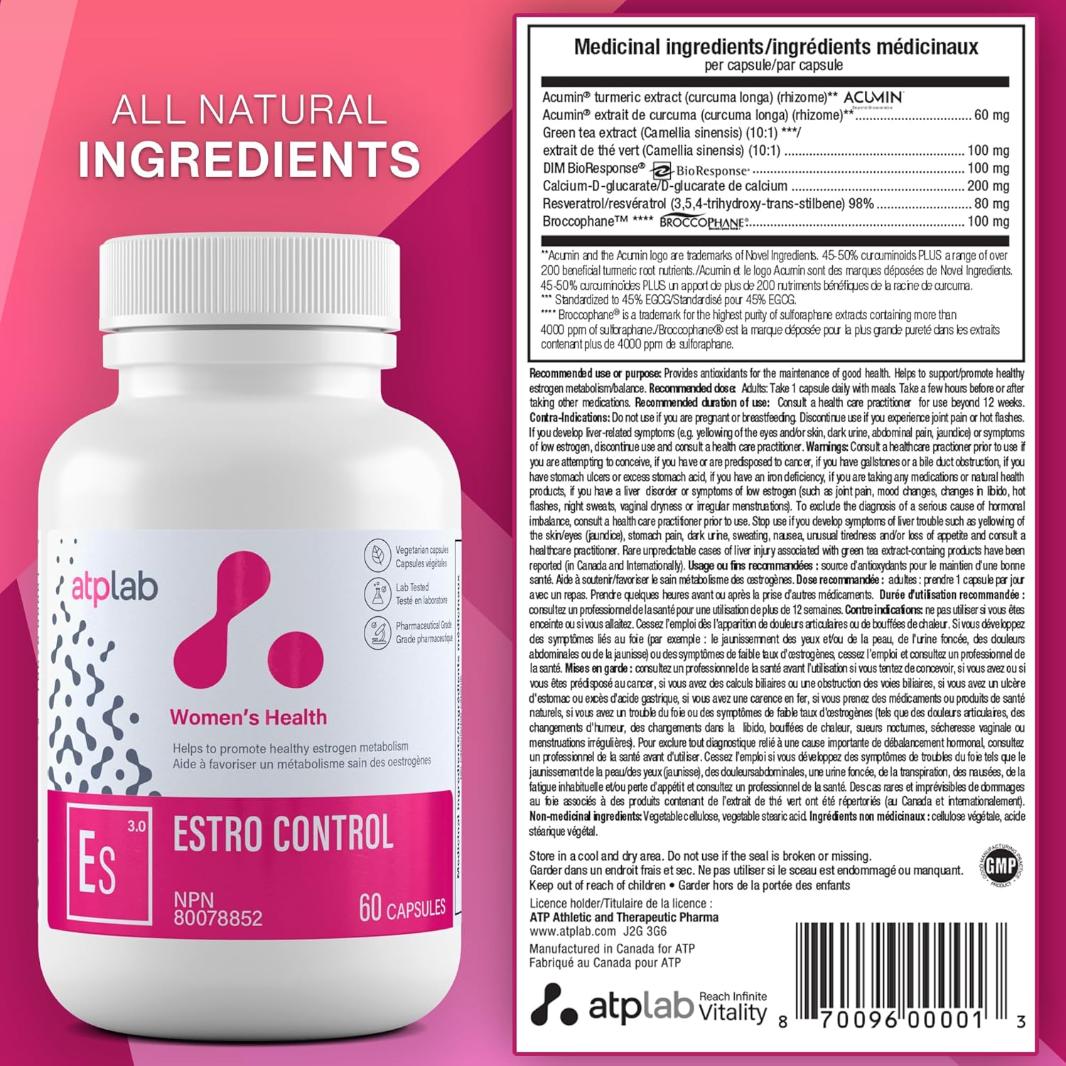 ATP LAB Estro Control Capsules - Supports Healthy Estrogen Metabolism - Natural Formula - 60 Count