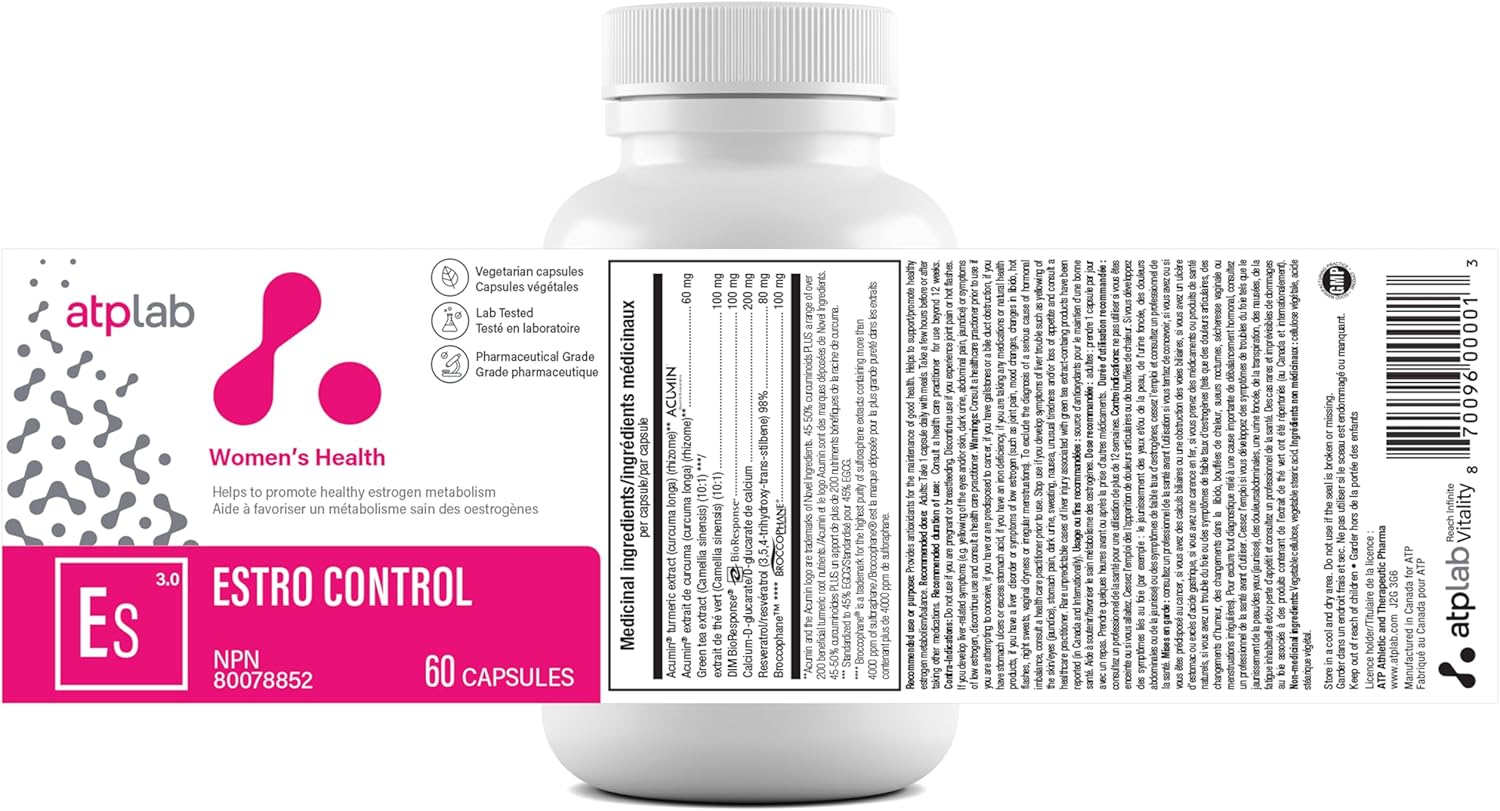 ATP LAB Estro Control Capsules - Supports Healthy Estrogen Metabolism - Natural Formula - 60 Count