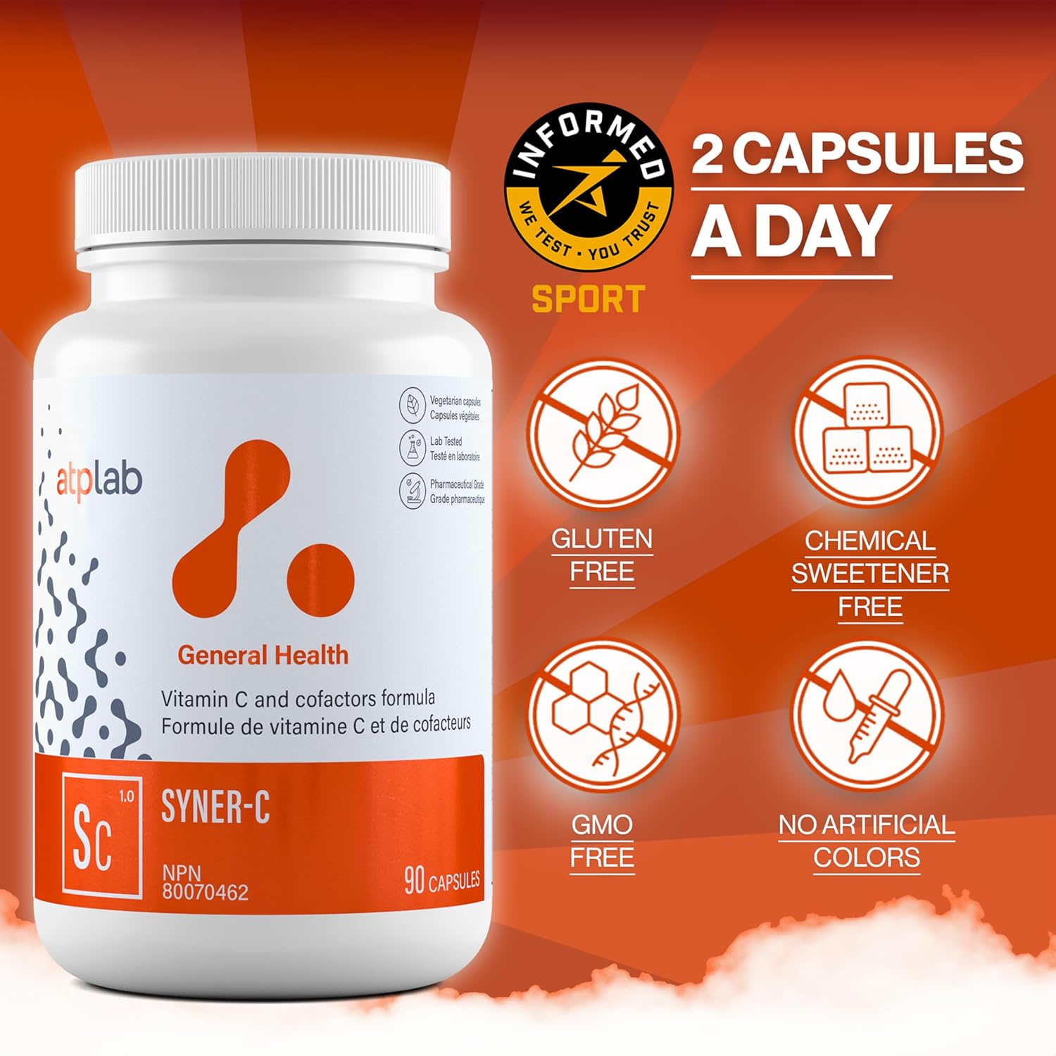 ATP LAB Syner-C 90 Capsules - Ultra-Potent Chelated Vitamin C Formula with Quercetin for Immunity Boost