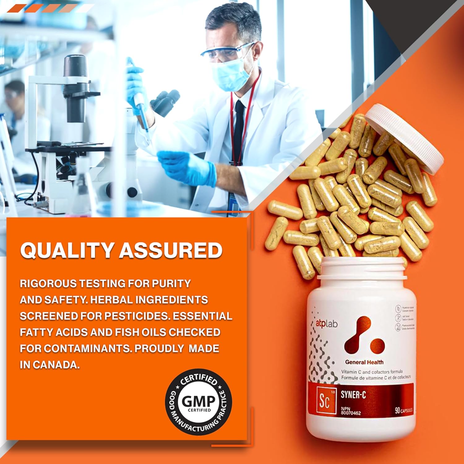 ATP LAB Syner-C 90 Capsules - Ultra-Potent Chelated Vitamin C Formula with Quercetin for Immunity Boost