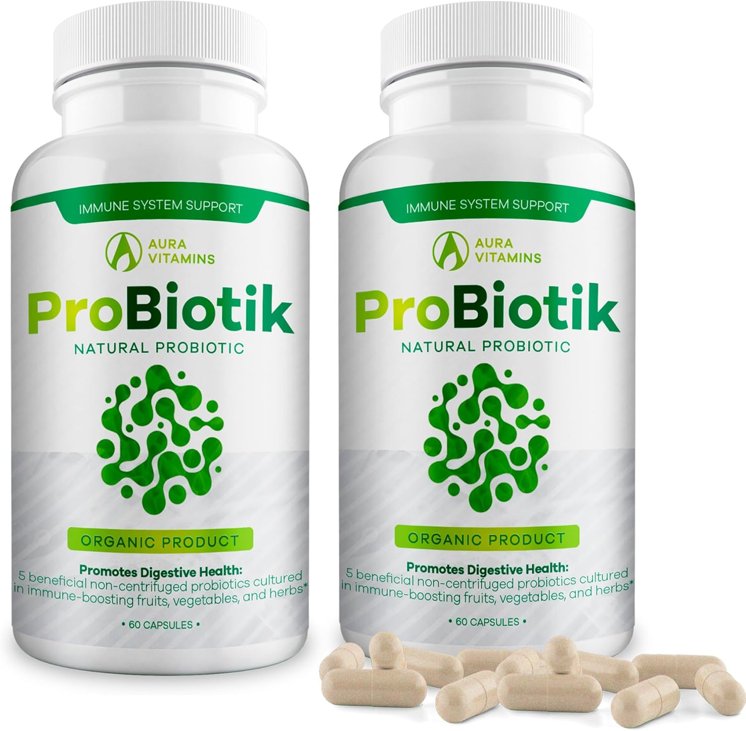 AURA VITAMINS Probiotik Enzyme Blend Supplement for Gut Health - 60ct (2 Pack)