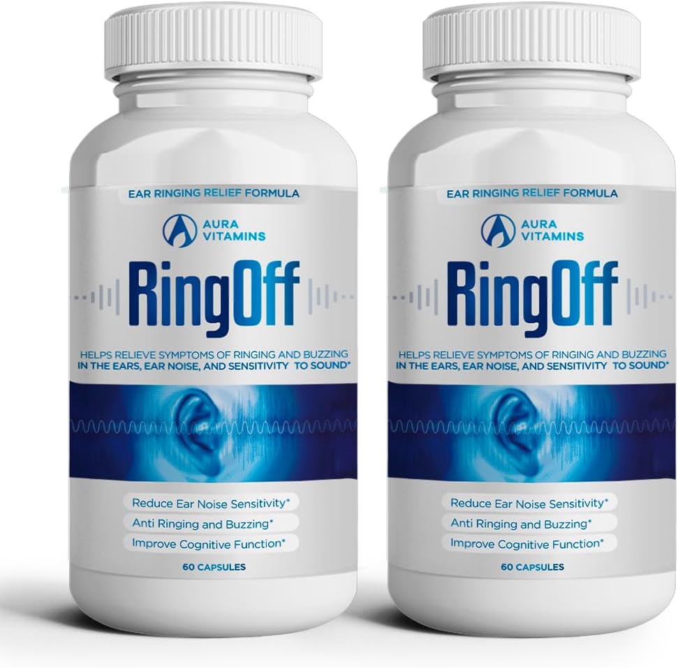 AURA VITAMINS Ring Off (120 Caps) – Effective Tinnitus Relief with Ginkgo Biloba & Zinc Picolinate for Inner Peace & Hearing Health