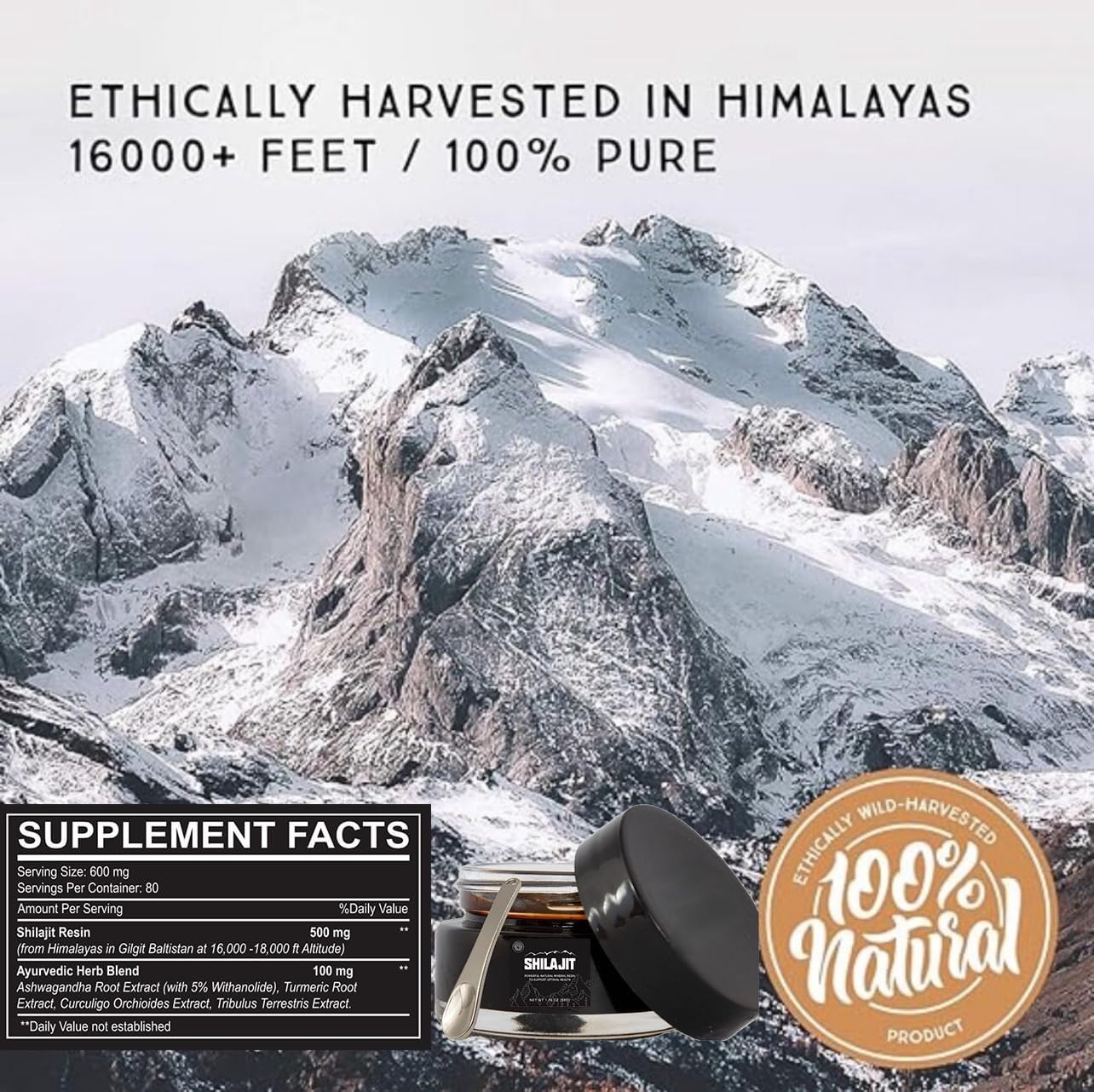 Authentic Himalayan Gold Grade Shilajit Resin Home Studio Collection | Pure Unfiltered Energy Boost | 85+ Trace Minerals | Immune Support | 50g Bottle with Spoon