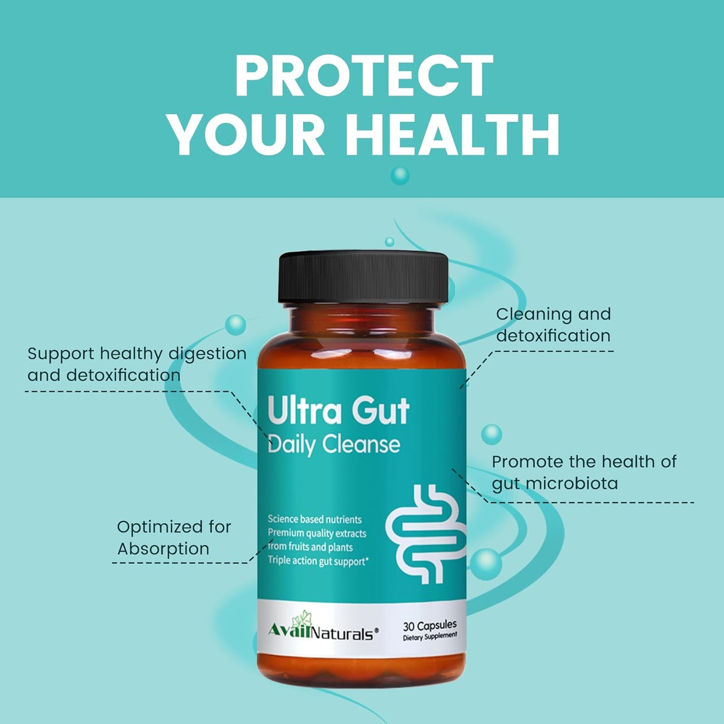 AvailNaturals Daily Cleanse with Senna Leaf Extract & Probiotics - Digestive Support Supplement for Gut & Colon - 30 Capsules