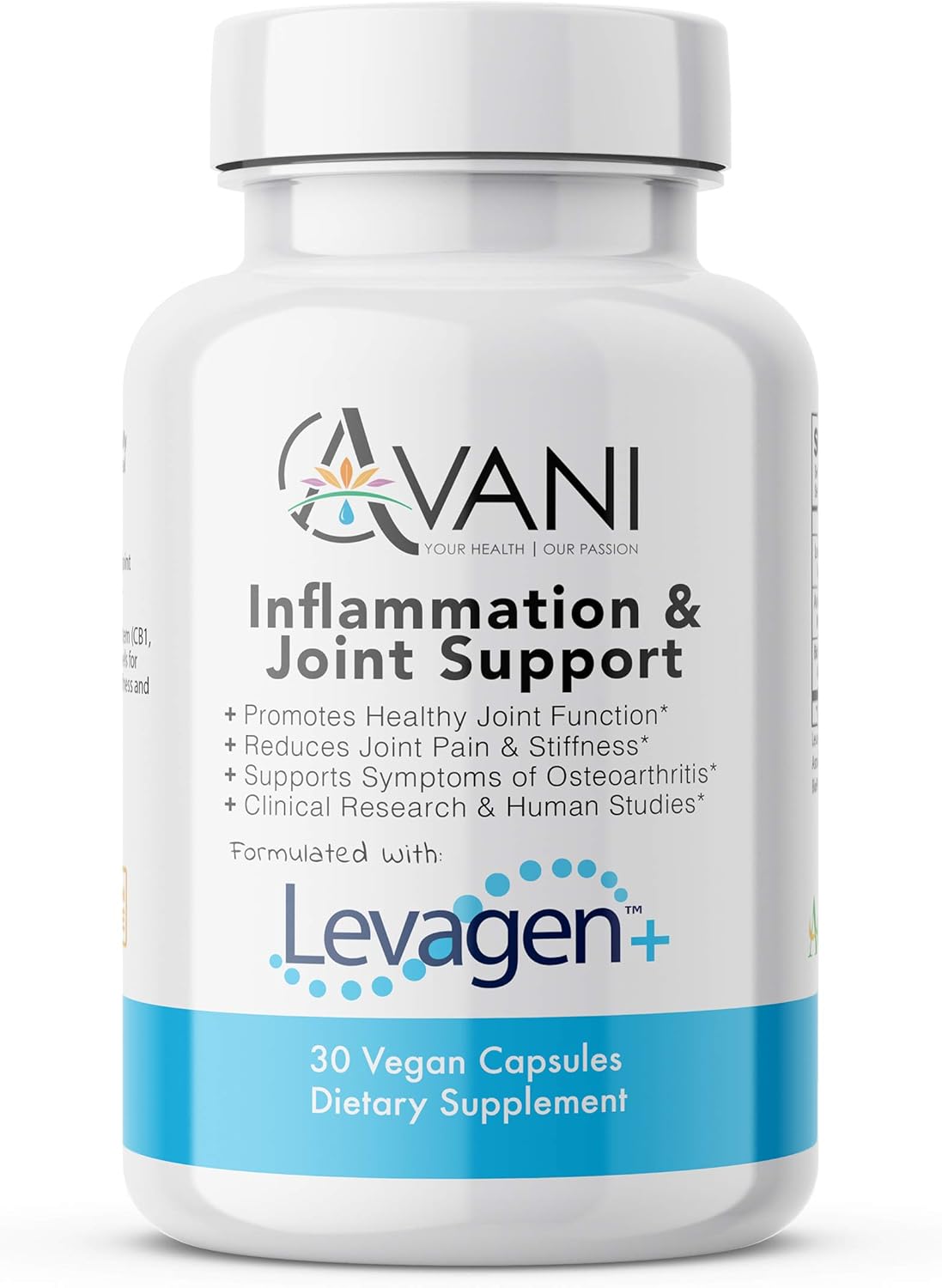 Avani Health Levagen Joint Support Supplement with Bioperine and AstraGin - Reduce Inflammation, Joint Pain, and Stiffness - Gluten Free - 30 Vegan Capsules