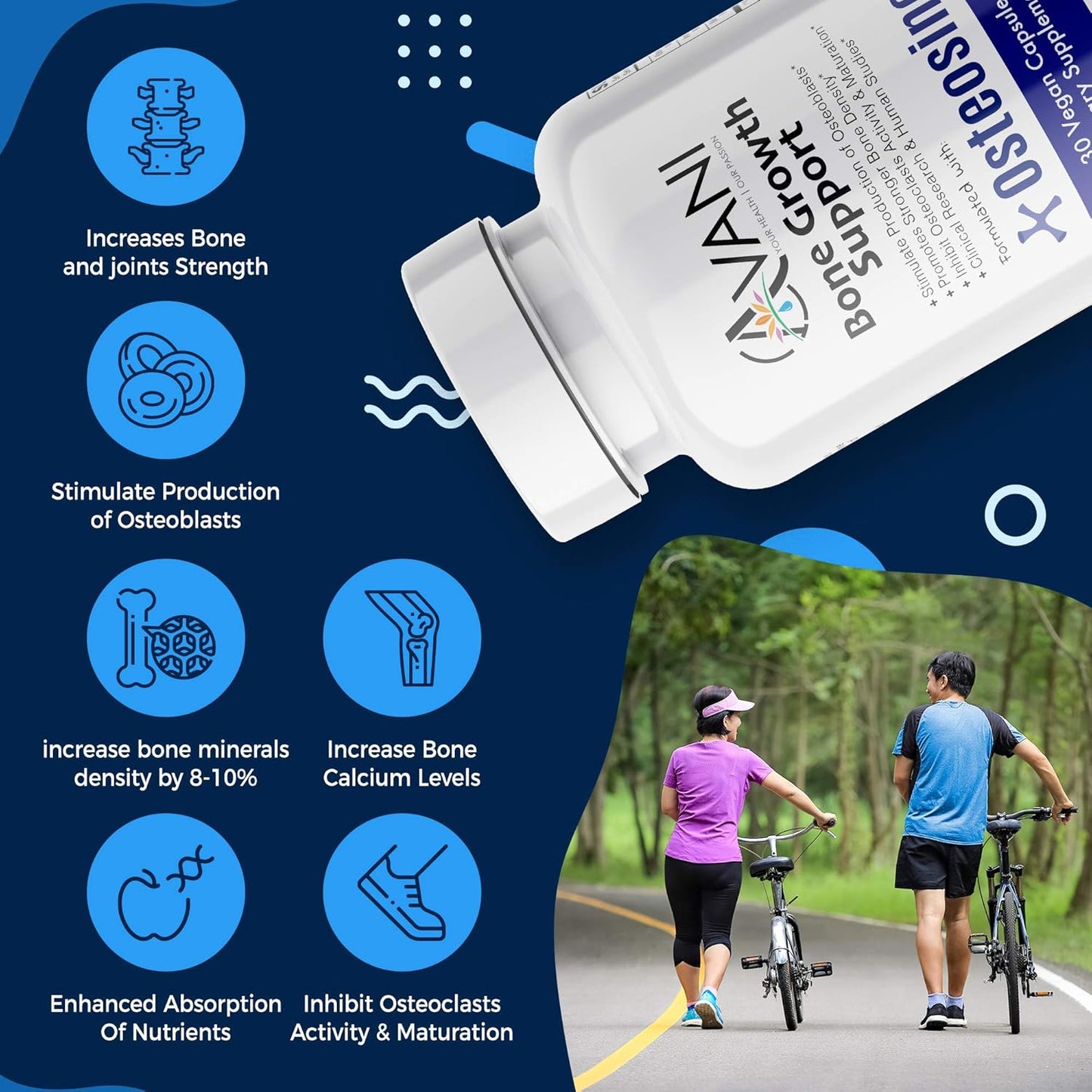 Avani Health Osteosine Bone Growth Support Supplement with BioPerine and AstraGin - Gluten Free - 30 Vegan Capsules for Stronger Bones and Increased Calcium Levels