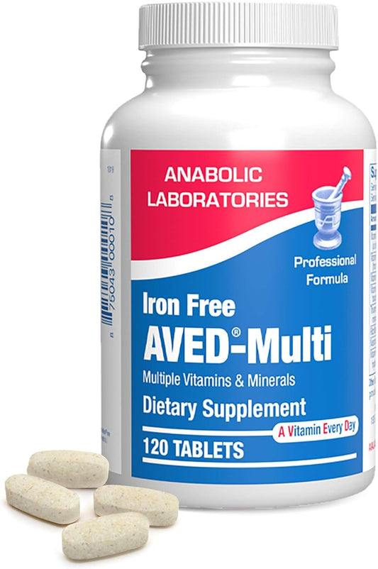 AVED Daily Multi Vitamin and Minerals Supplement - Iron-Free Multivitamin for Men and Women - 120 Tablets - Supports Overall Health and Wellness