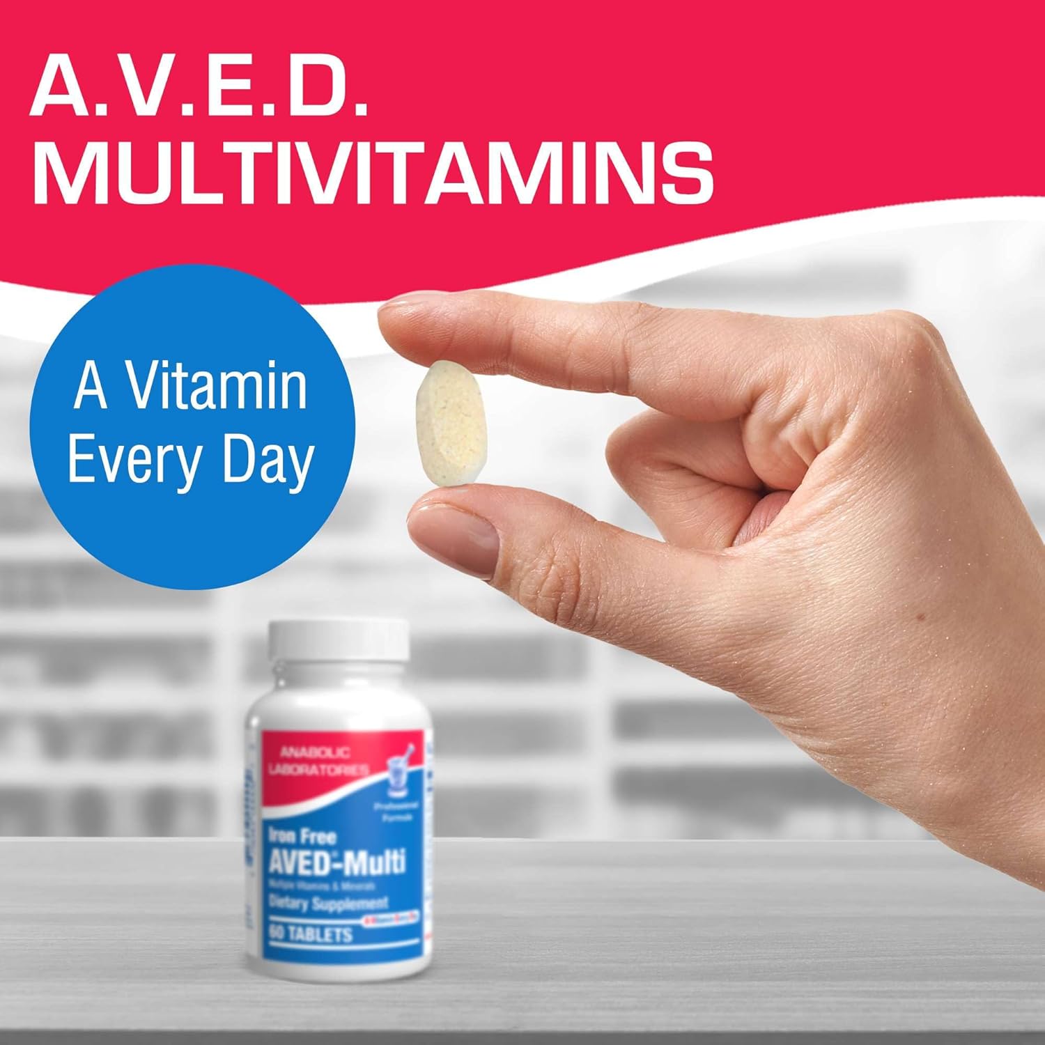AVED Daily Multi Vitamin and Minerals Supplement - Iron-Free Multivitamin for Men and Women - 120 Tablets - Supports Overall Health and Wellness