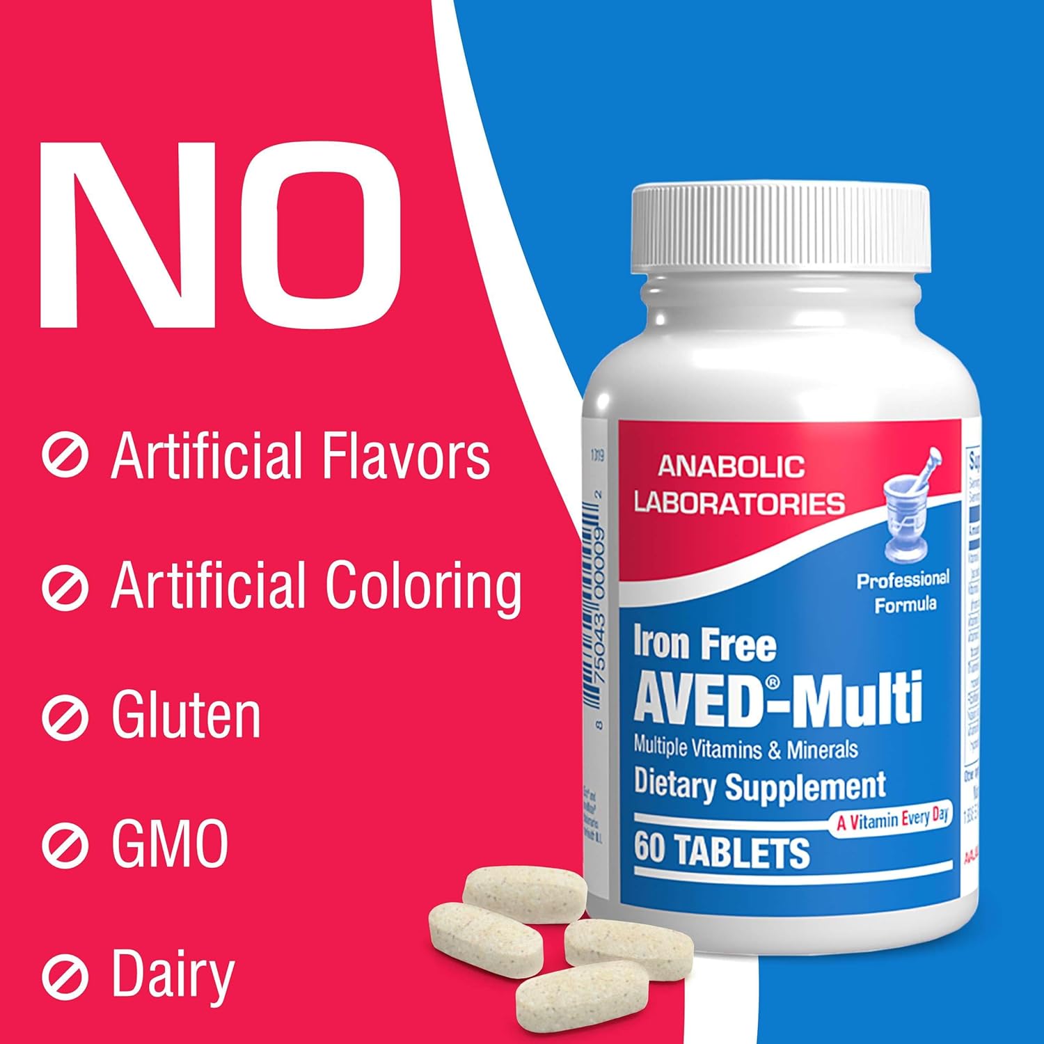 AVED Daily Multi Vitamin and Minerals Supplement - Iron-Free Multivitamin for Men and Women - 120 Tablets - Supports Overall Health and Wellness