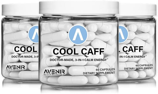Avenir Nutrition Cool Caff Energy Supplements - L-Theanine and Caffeine Capsules for Energy and Focus, Pre-Workout for Men and Women - 60 Count - Coffee Alternative