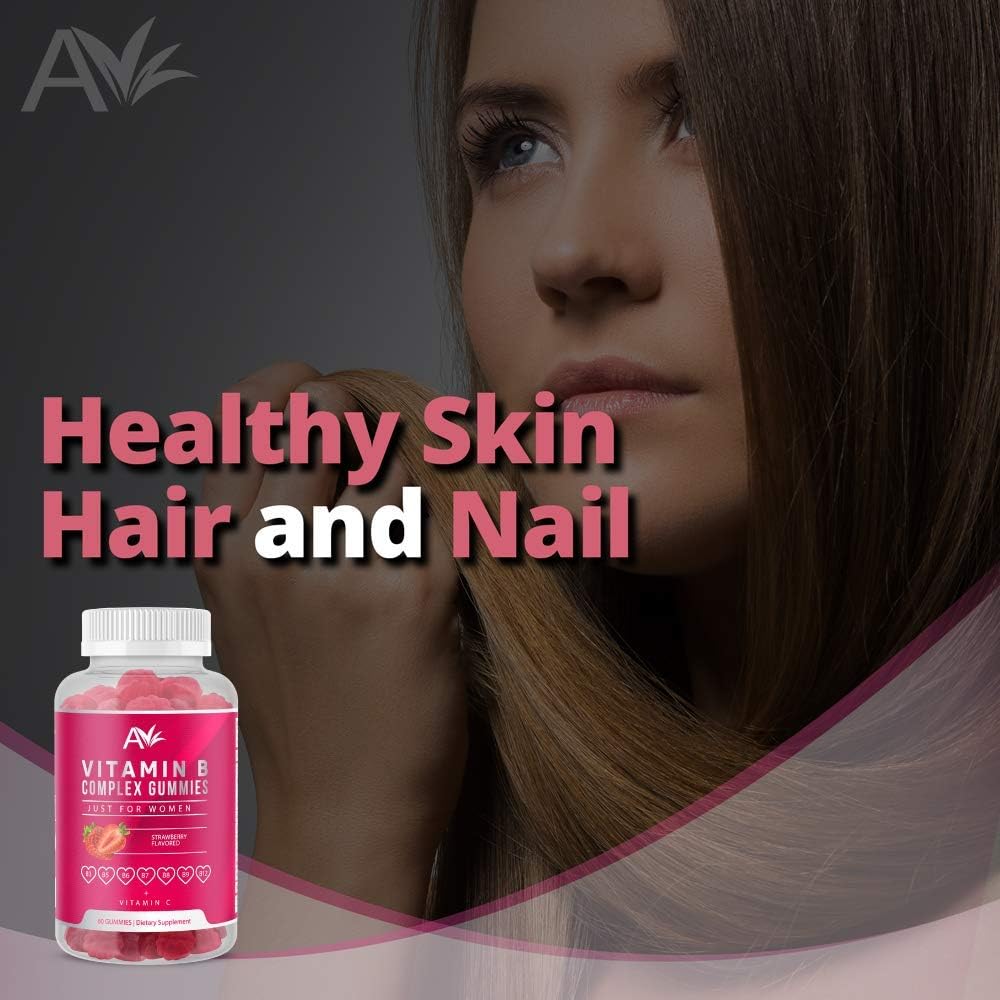 Avilana Women's Vegan Vitamin B Complex Gummies with B12, Biotin, Niacin, Pantothenic Acid, and Folate for Energy and Immune Support