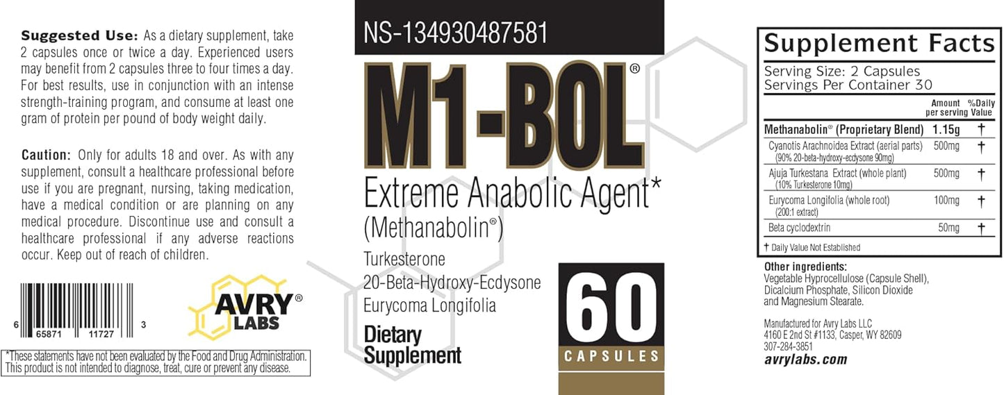 Avry Labs Mass Stack Bundle: M1-BOL and 17-BOL for Muscle Growth, Strength, and Vascularity - 2 Month Supply
