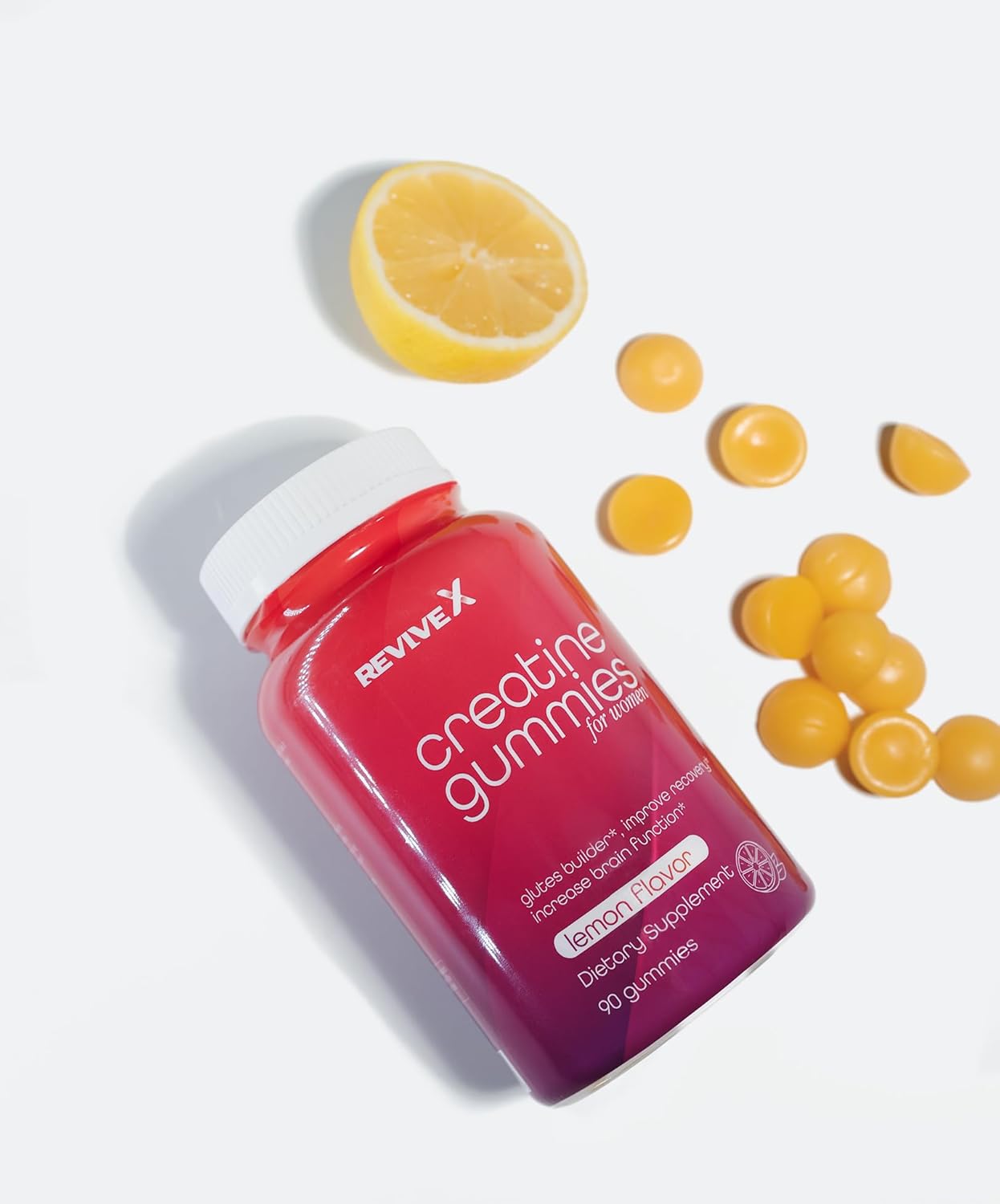 Award Winning Lemon Drop Glute Gummies with 3G Creatine - 90 Count for Women, Muscle Builder, Monohydrate - 30 Servings