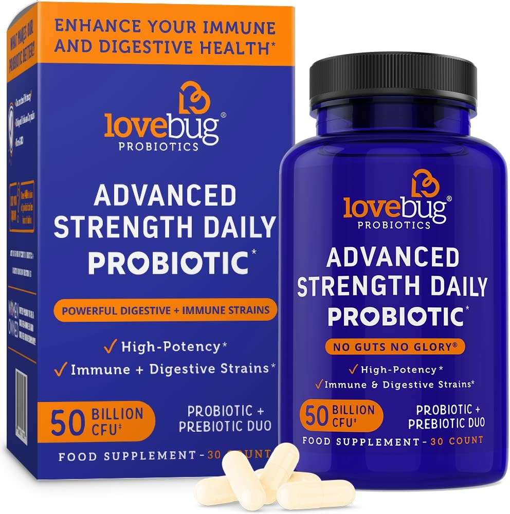 Award-Winning Lovebug Probiotics: Maximum Strength with 10 Clinically Studied Strains - Rebuild & Restore Immune and Digestive Microbiome - 25 Billion CFU