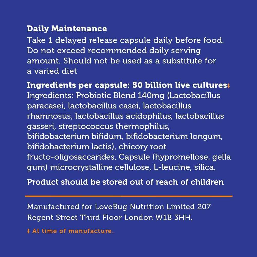 Award-Winning Lovebug Probiotics: Maximum Strength with 10 Clinically Studied Strains - Rebuild & Restore Immune and Digestive Microbiome - 25 Billion CFU