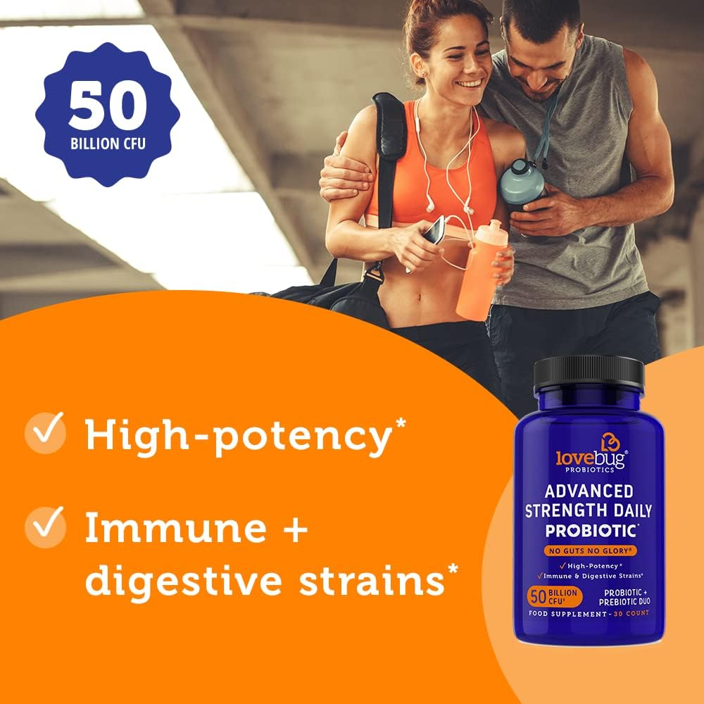 Award-Winning Lovebug Probiotics: Maximum Strength with 10 Clinically Studied Strains - Rebuild & Restore Immune and Digestive Microbiome - 25 Billion CFU