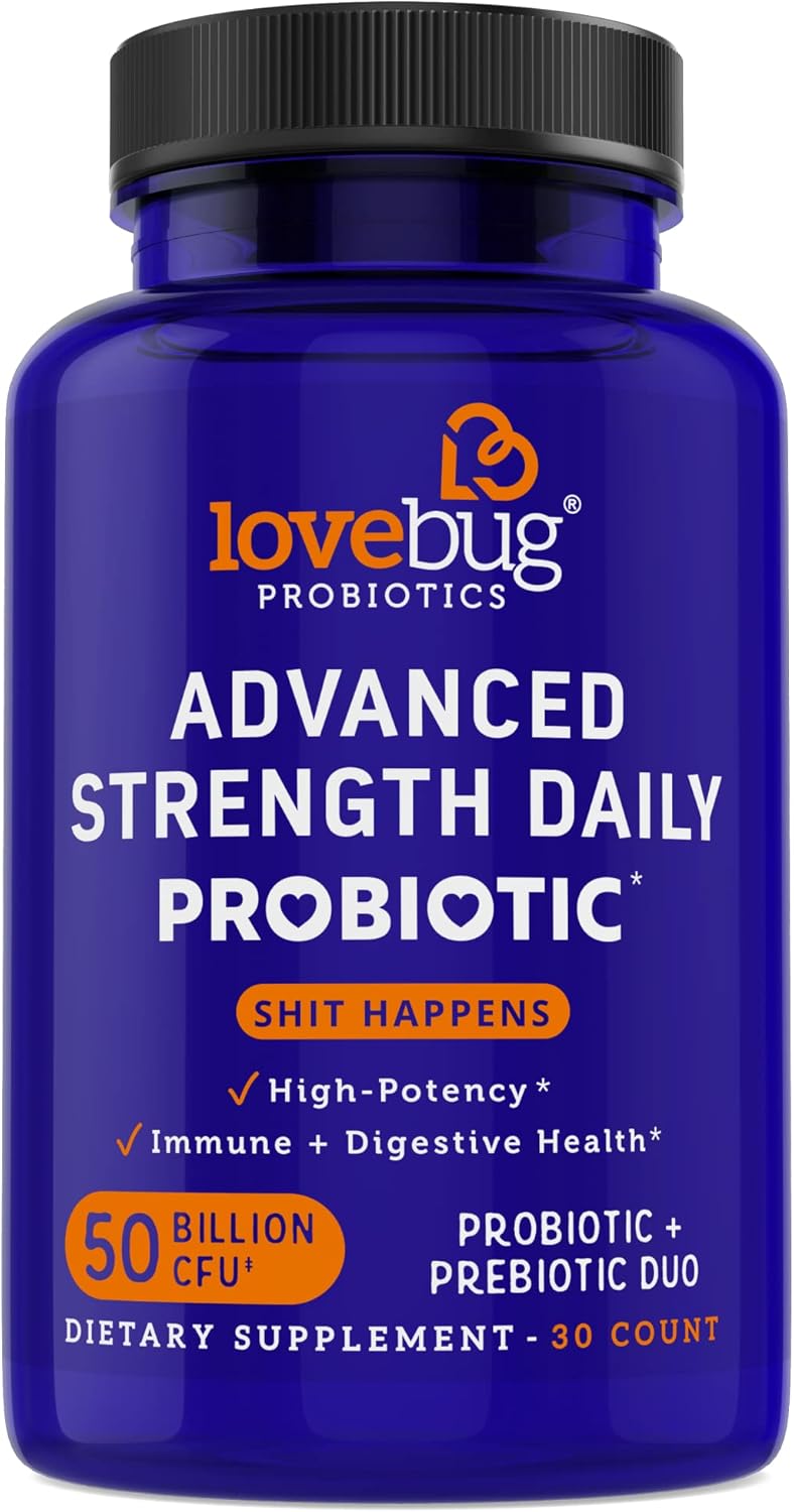 Award-Winning Lovebug Probiotics: Maximum Strength with 10 Clinically Studied Strains - Rebuild & Restore Immune and Digestive Microbiome - 25 Billion CFU