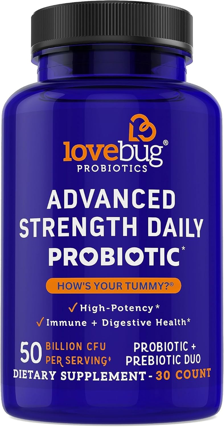 Award-Winning Lovebug Probiotics: Maximum Strength with 10 Clinically Studied Strains - Rebuild & Restore Immune and Digestive Microbiome - 25 Billion CFU