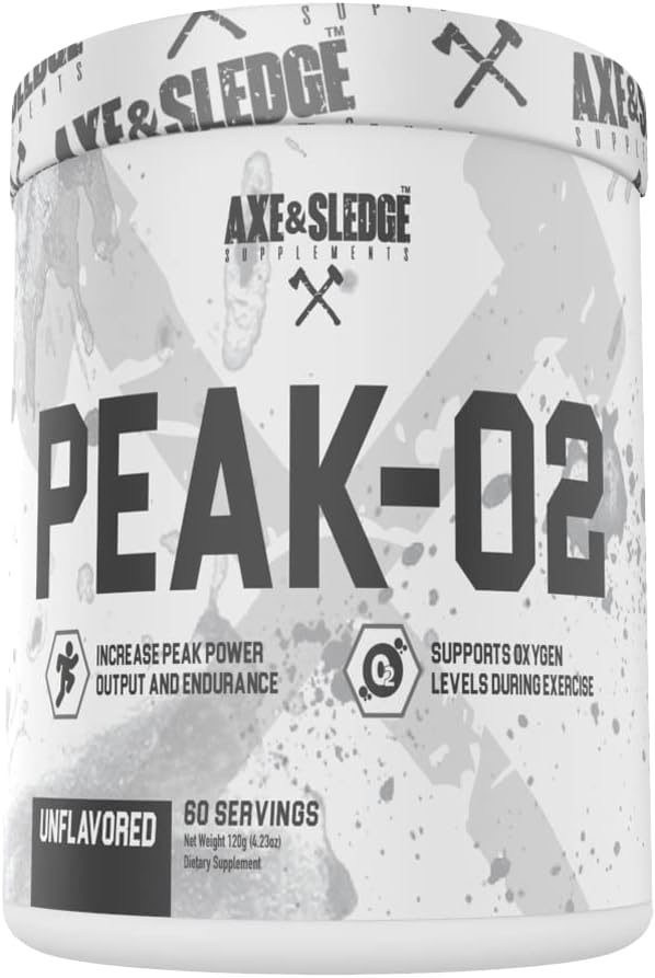 Axe & Sledge Supplements Peak-O2 Basics Powder - Unflavored, Supports Exercise Performance and Endurance, 60 Servings, No Artificial Ingredients